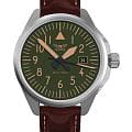 Aviator Aviator Airacobra V.1.38.0.330.4  V.1.38.0.330.4 кварцевые мужские часы зеленый циферблат, браслет кожаный — вид спереди