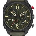  AVI-8 AV-4052-08  AV-4052-08 кварцевые мужские часы зеленый циферблат, браслет кожаный — вид спереди