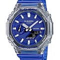 Casio Casio G-Shock GA-2100HC-2ADR GA-2100 GA-2100HC-2A электронные мужские часы синий циферблат, браслет пластик — вид спереди