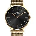 Daniel Wellington Daniel Wellington Classic Mesh Onyx Gold DW00100631  DW00100631 кварцевые мужские часы черный циферблат, браслет нержавеющая сталь с pvd-покрытием — вид спереди