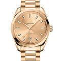 Omega Omega Seamaster Aqua Terra 220.50.38.20.08.001 Aqua Terra 22050382008001 механические женские часы золотой циферблат, браслет 18-каратное желтое золото — вид спереди