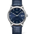 Longines Longines Flagship L4.984.4.92.2  L49844922 механические мужские часы синий циферблат, браслет кожаный — вид спереди