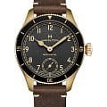 Hamilton Hamilton Khaki Aviation Pilot Pioneer Bronze H76709530  H76709530 механические мужские часы черный циферблат, браслет кожаный — вид спереди