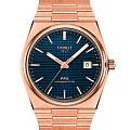 Tissot Tissot PRX Powermatic Т137.407.33.041.00  T1374073304100 механические мужские часы синий циферблат, браслет нержавеющая сталь с pvd-покрытием — вид спереди