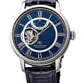 Orient Orient Star RE-AM0002L0 (RE-AM0002L00B)  RE-AM0002L00B механические мужские часы синий циферблат, браслет кожаный — вид спереди