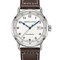 Hamilton Hamilton Khaki Navy Pioneer Auto H77715553  H77715553 механические мужские часы белый циферблат, браслет кожаный — вид спереди