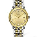 Longines Longines Flagship L4.774.3.37.7  L47743377 механические мужские часы золотой циферблат, браслет сталь c pvd покрытием — вид спереди