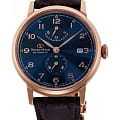 Orient Orient RE-AW0005L0  RE-AW0005L00 механические мужские часы синий циферблат, браслет кожаный — вид спереди