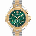 Philipp Plein Philipp Plein Plein Chrono Royal 46 MM PWPRA0324  PWPRA0324 кварцевые мужские часы зеленый циферблат, браслет нержавеющая сталь с pvd-покрытием — вид спереди