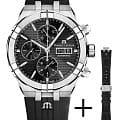 Maurice Lacroix Maurice Lacroix Aikon Automatic Chronograph AI6038-SS00B-330-2  AI6038-SS00B-330-2 механические мужские часы  черный циферблат, браслет каучук — вид спереди