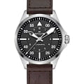 Hamilton Hamilton Khaki Aviation Pilot Auto H76305530  H76305530 механические мужские часы черный циферблат, браслет кожаный — вид спереди
