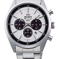 Orient Orient Chronograph WV0041TX  WV0041TX кварцевые мужские часы  белый циферблат, браслет нержавеющая сталь — вид спереди