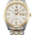 Orient Orient RA-AB0028S19  RA-AB0028S механические мужские часы белый циферблат, браслет сталь c pvd покрытием — вид спереди