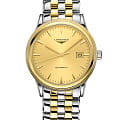 Longines Longines Flagship L4.984.3.32.7  L49843327 механические мужские часы золотой циферблат, браслет сталь c pvd покрытием — вид спереди