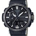Casio Casio Pro Trek PRW-60YAE-1A PRW PRW-60YAE-1AER кварцевые мужские часы черный циферблат, браслет пластик — вид спереди