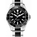 TAG Heuer TAG Heuer Aquaracer WAY131A.BA0913  WAY131A.BA0913 кварцевые женские часы черный циферблат, браслет сталь + керамические вставки — вид спереди