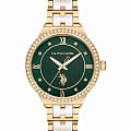 U.S. Polo Assn. U.S. Polo Assn Stile USPA2058-02  USPA2058-02 кварцевые женские часы  зеленый циферблат, браслет сталь с ip покрытием + керамика — вид спереди