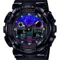Casio Casio G-Shock GA-100RGB-1ADR (GA-100RGB-1A) GA-100 GA-100RGB-1A электронные мужские часы цветной циферблат, браслет пластик — вид спереди