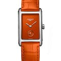Longines Longines DolceVita L5.512.4.92.2  L55124922 кварцевые женские часы красный циферблат, браслет кожаный — вид спереди