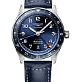 Longines Longines Spirit L3.812.4.93.2  L38124932 механические мужские часы синий циферблат, браслет кожаный — вид спереди