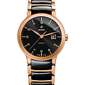 Rado Rado Centrix Diamonds R30954152  R30954152 кварцевые женские часы черный циферблат, браслет высокотехнологичная керамика + нержавеющая сталь с pvd покрытием — вид спереди