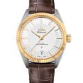Omega Omega Constellation Globemaster 130.23.39.21.02.001 Globemaster 13023392102001 механические мужские часы  серебристый циферблат, браслет кожаный — вид спереди