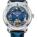 Stuhrling Stuhrling Celestial Timekeeper 1017.03  1017.03 механические мужские часы синий циферблат, браслет кожаный — вид спереди
