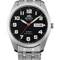 Orient Orient RA-AB0024B1  RA-AB0024B механические мужские часы черный циферблат, браслет нержавеющая сталь — вид спереди