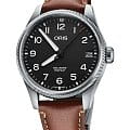Oris Oris Propilot Big Crown Propilot Big Date 01 751 7761 4164-07 6 20 07LC  01 751 7761 4164-07 6 20 07LC механические мужские часы черный циферблат, браслет кожаный — вид спереди