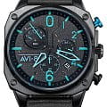  AVI-8 AV-4052-05  AV-4052-05 кварцевые мужские часы черный циферблат, браслет кожаный — вид спереди