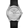 Longines Longines Flagship L4.899.4.72.2  L48994722 механические мужские часы серебристый циферблат, браслет кожаный — вид спереди