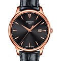 Tissot Tissot Tradition T063.610.36.086.00 Tradition T0636103608600 кварцевые женские часы черный циферблат, браслет кожаный — вид спереди