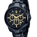 Maserati Maserati Successo Chronograph R8873621040  R8873621040 кварцевые мужские часы  синий циферблат, браслет нержавеющая сталь с pvd-покрытием — вид спереди