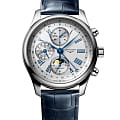 Longines Longines Master Collection L2.773.4.71.2  L27734712 механические мужские часы серебристый циферблат, браслет кожаный — вид спереди