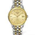 Longines Longines Flagship L4.774.3.32.7  L47743327 механические мужские часы белый циферблат, браслет сталь c pvd покрытием — вид спереди
