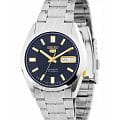 Seiko Seiko Seiko 5 SNKF15J1  SNKF15J1 механические мужские часы синий циферблат, браслет нержавеющая сталь — вид спереди