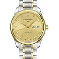 Longines Longines Master Collection L2.755.5.37.7  L27555377 механические мужские часы золотой циферблат, браслет нержавеющая сталь + золото 18к — вид спереди