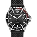 Emporio Armani Emporio Armani Diver AR11341  AR11341 кварцевые мужские часы  черный циферблат, браслет силикон — вид спереди