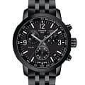 Tissot Tissot PRC 200 Chronograph T114.417.33.057.00 PRC 200 T1144173305700 кварцевые мужские часы черный циферблат, браслет сталь c pvd покрытием — вид спереди