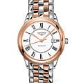 Longines Longines Flagship L4.974.3.91.7  L49743917 механические мужские часы белый циферблат, браслет сталь c pvd покрытием — вид спереди