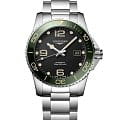 Longines Longines HydroConquest L3.781.4.05.6  L37814056 механические мужские часы  черный циферблат, браслет нержавеющая сталь — вид спереди