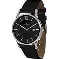 Jacques Lemans Jacques Lemans 1-1850A  1-1850A кварцевые мужские часы черный циферблат, браслет кожа + текстиль — вид спереди
