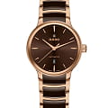 Rado Rado Centrix Automatic R30019302 Automatic R30019302 механические женские часы коричневый циферблат, браслет высокотехнологичная керамика + нержавеющая сталь с pvd покрытием — вид спереди
