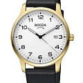 Boccia Titanium Boccia Titanium 3620-08  3620-08 кварцевые мужские часы  белый циферблат, браслет кожаный — вид спереди