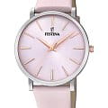 Festina Festina Boyfriend F20371/2  F20371/2 кварцевые женские часы розовый циферблат, браслет кожаный — вид спереди