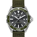 TAG Heuer TAG Heuer Aquaracer WAY101L.FC8222  WAY101L.FC8222 кварцевые мужские часы  зеленый циферблат, браслет тканевый — вид спереди