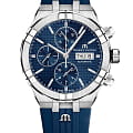 Maurice Lacroix Maurice Lacroix Aikon Automatic Chronograph AI6038-SS000-430-4  AI6038-SS000-430-4 механические мужские часы синий циферблат, браслет каучук — вид спереди