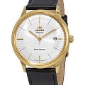 Orient Orient AC0000BW (FAC0000BW0)  FAC0000BW0 механические мужские часы белый циферблат, браслет кожаный — вид спереди