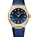 Omega Omega Constellation 131.28.36.20.53.001  13128362053001 механические женские часы  синий циферблат, браслет кожаный — вид спереди