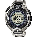 Casio Casio Pro Trek PRW-1500T-7V PRW PRW-1500T-7V автокварц (кинетик) мужские часы  зеленый циферблат, браслет 18-каратное желтое золото — вид спереди